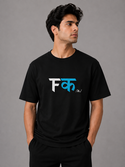 Fak It Embroidered Oversized T-Shirt | Black