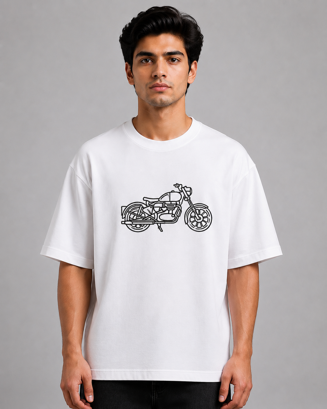 Classic Bullet Embroidered Oversized T-Shirt | White