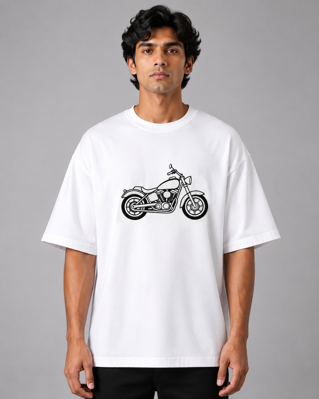 Cruiser Patch Embroidered Oversized T-Shirt | White