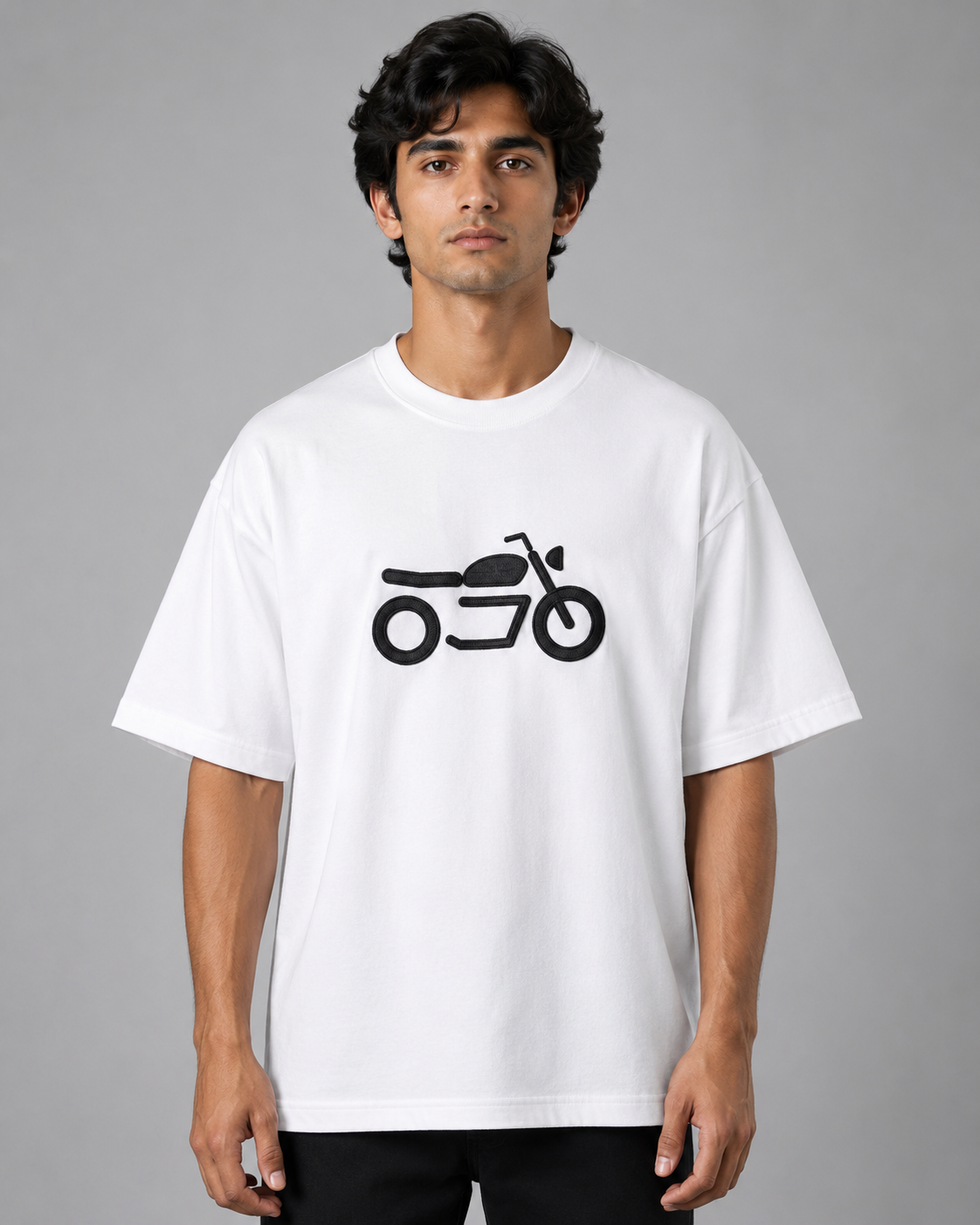 Moto Icon Embroidered Oversized T-Shirt | White