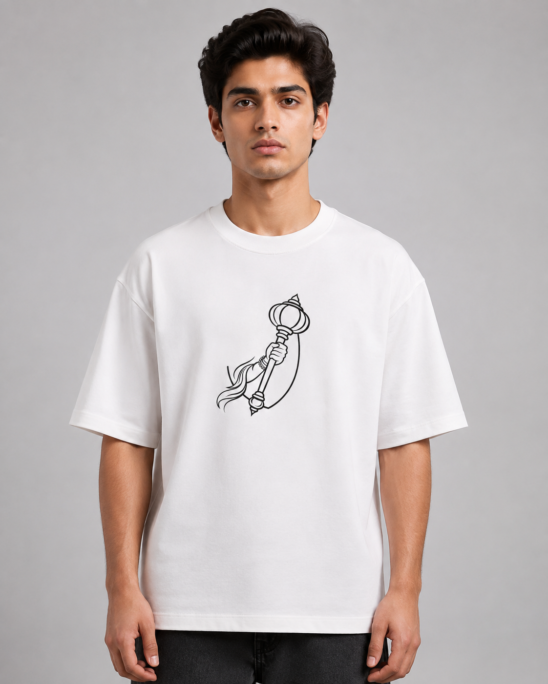 Gada Hand Embroidered Oversized T-Shirt | White