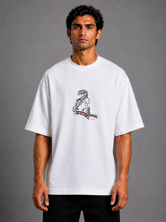 Warrior Muse Embroidered Oversized T-Shirt | White